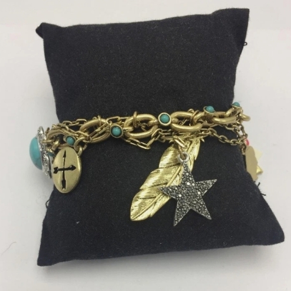 Lucky Brand American Gold Tone Charm Bracelet 7.5" - Picture 2 of 4